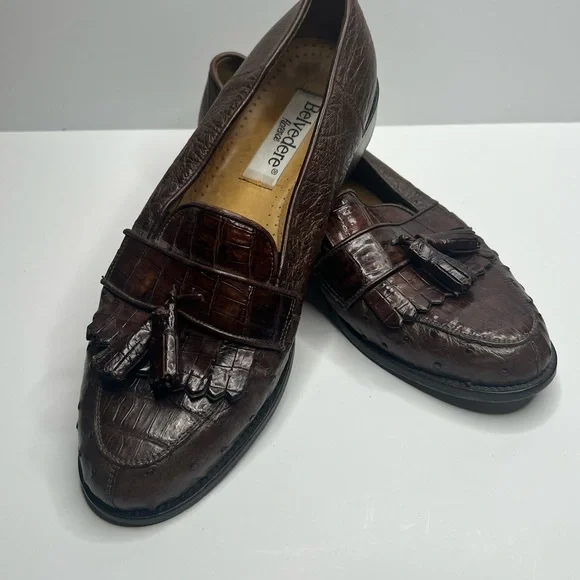 Belvedere Brown croc leather Slip-On Loafers with Croc-Embossed Leather Belvedere Brown croc leather Slip-On Loafers with Croc  main image 2